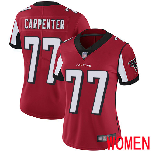 Atlanta Falcons Limited Red Women James Carpenter Home Jersey NFL Football #77 Vapor Untouchable